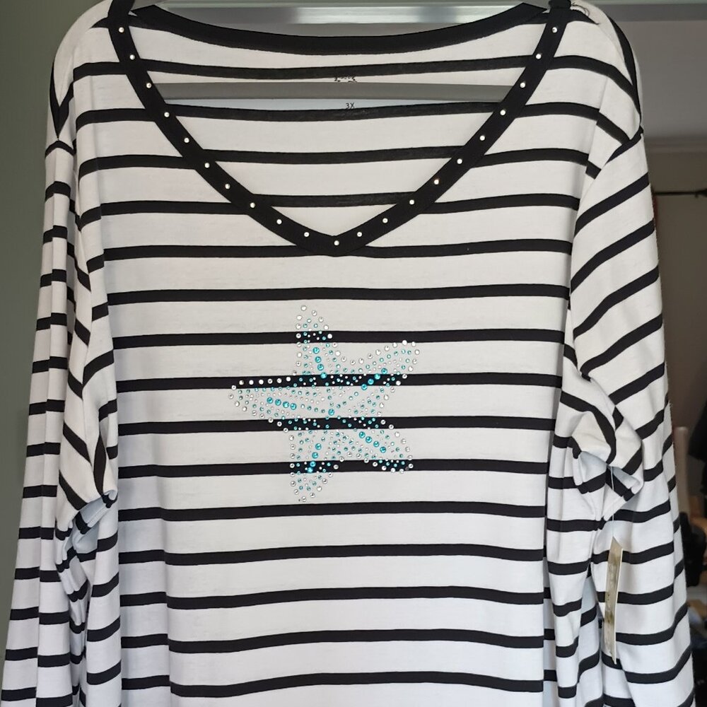 NWT Ladies 3X Coastal Starfish Blouse